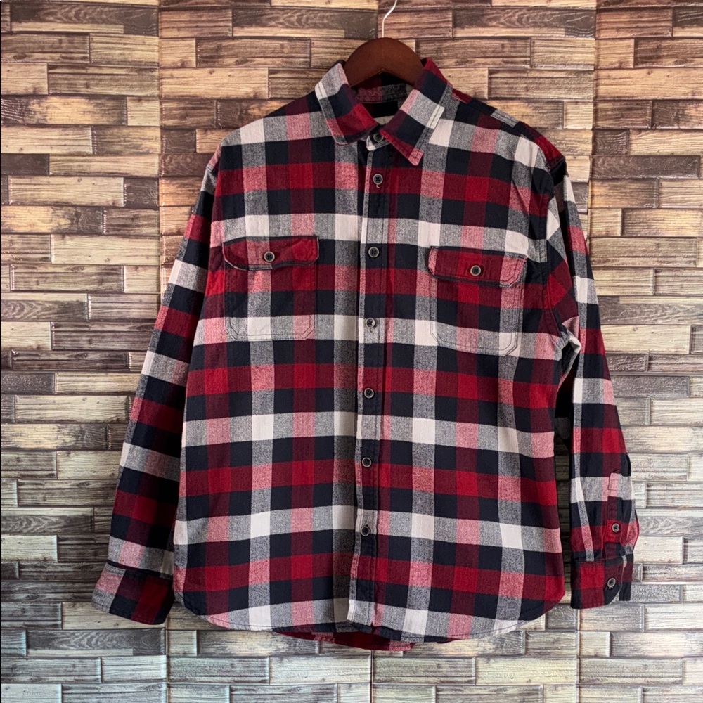 EUC XL Jachs Red and Black Checkered Button Down Heavy Blend Shirt